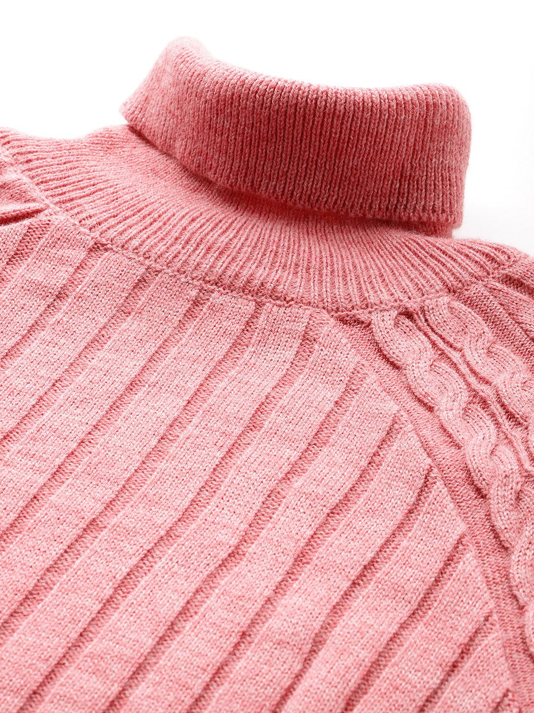 DressBerry Ribbed Acrylic Turtle Neck Pullover