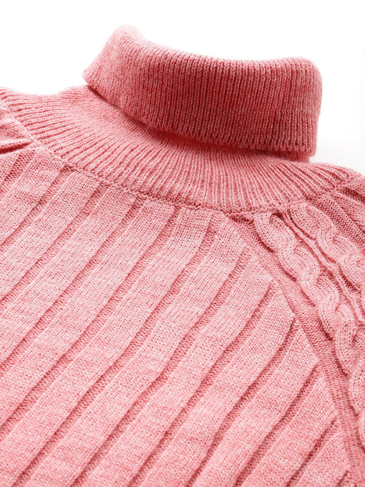 DressBerry Ribbed Acrylic Turtle Neck Pullover