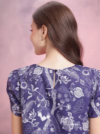 DressBerry Floral Print Gather Detail Puff Sleeve Top