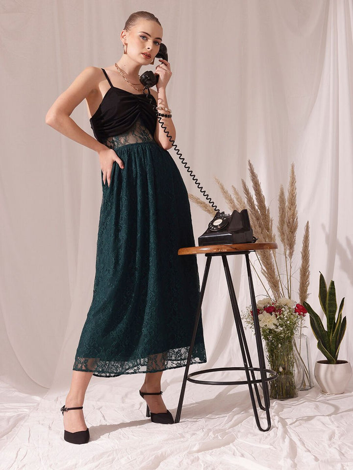 STREET 9 Shoulder Straps Lace Fit & Flare Dress