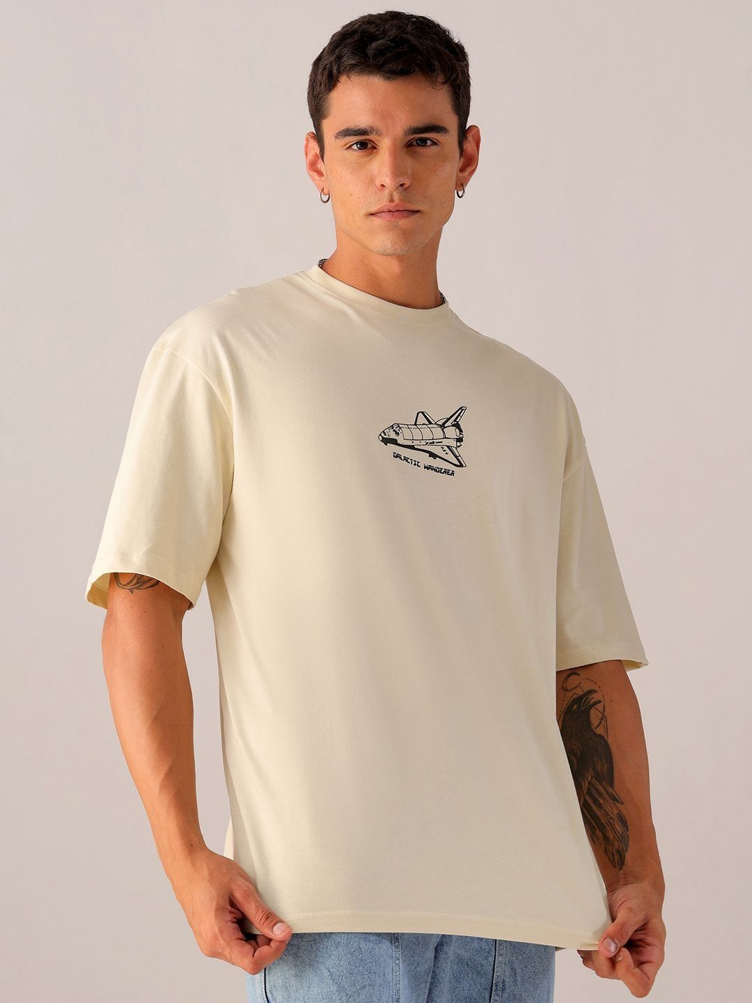 The Indian Garage Co Men Back Printed Oversized Round Neck T-shirt