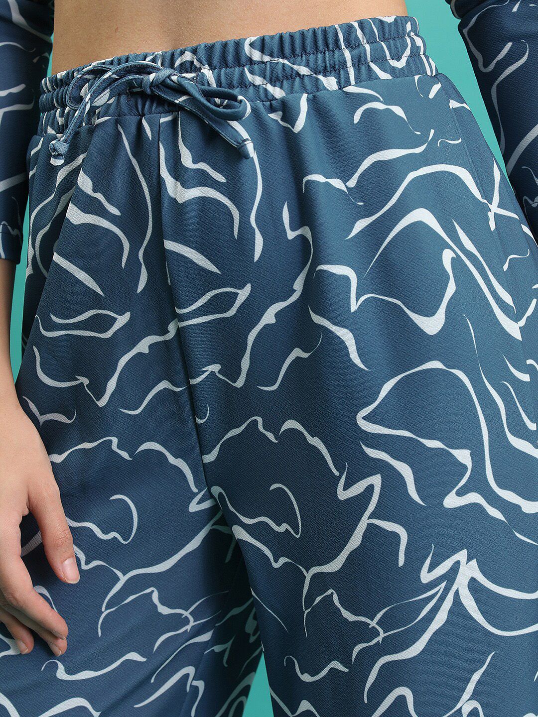Tokyo Talkies Printed Top With Straight Leg Trousers