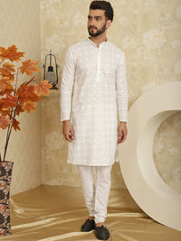 SOJANYA Kurta Kapas Tulen Sulam Geometrik dengan Churidar