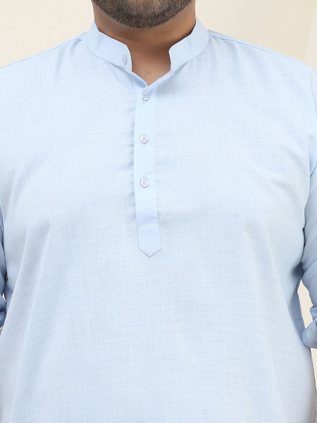 SOJANYA PLUS Men Plus Size Blue Solid Straight Kurta