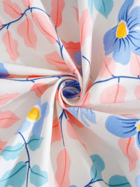 KLOTTHE White Floral Polycotton 300 TC Fitted Single Fine Bedsheet with a Pillow Cover-87 x 59 inches