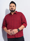 The Indian Garage Co Plus Size Windowpane Checked Cotton Casual Shirt