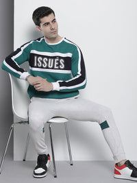 The Indian Garage Co Men Grey & Teal-Green Printed Slim-Fit Joggers