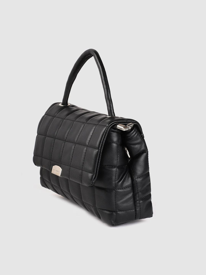 Lino Perros Women Black Quilted Structured Satchel