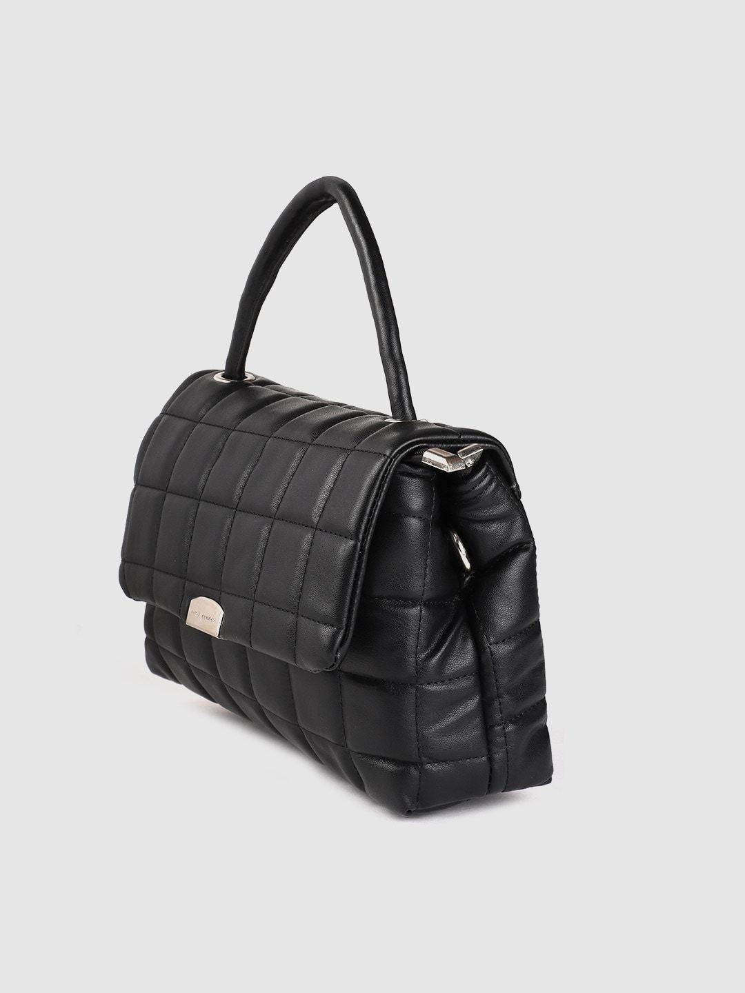 Lino Perros Women Black Quilted Structured Satchel
