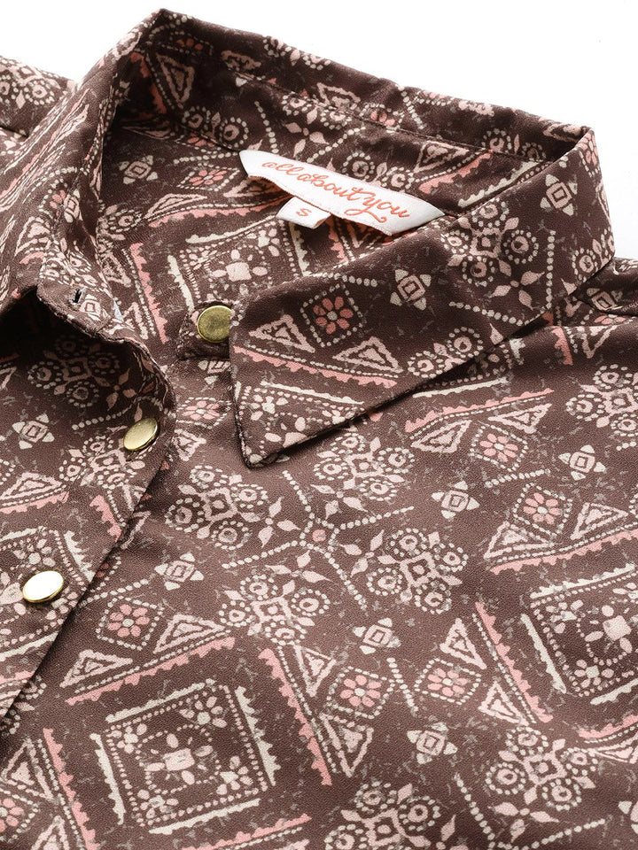 all about you Ethnic Printed Full Puff-Sleeves Casual Shirt