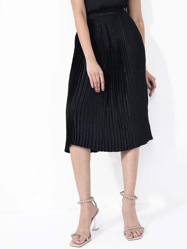 RAREISM Accordion Pleated Flared Midi Skirt