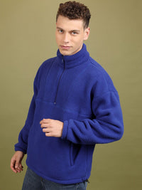 HIGHLANDER High Neck Drop Shoulder Sleeves  Half Zipper Oversized Sweatshirt