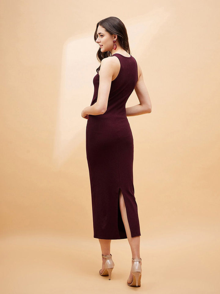 SASSAFRAS BASICS Sleeveless Cut-Outs Detail Bodycon Midi Dress
