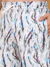 Sweet Dreams Men White & Black Abstract Printed Round Neck T Shirt & Shorts