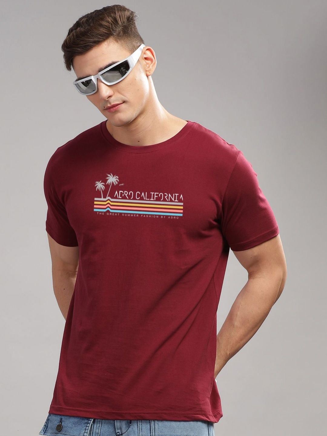 ADRO Typography Printed Round Neck Pure Cotton T-shirt