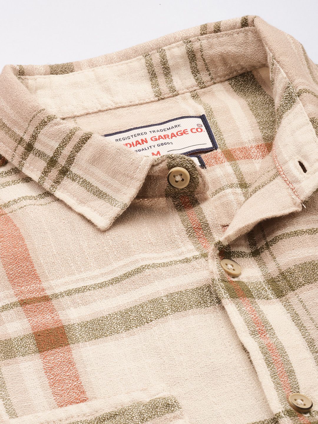 The Indian Garage Co Pure Cotton Slim Fit Checked Casual Shirt