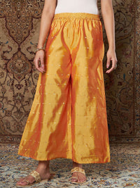 Shae by SASSAFRAS Women Mustard Yellow Ethnic Motifs Embroidered Thread Work Kurta with Palazzos