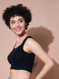 SASSAFRAS BASICS Square Neck Cotton Fitted Crop Top