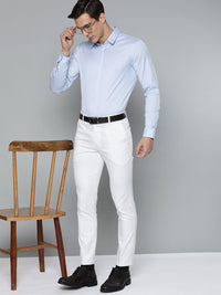DENNISON Men White Solid Smart Auto Fit Waist Formal Trousers