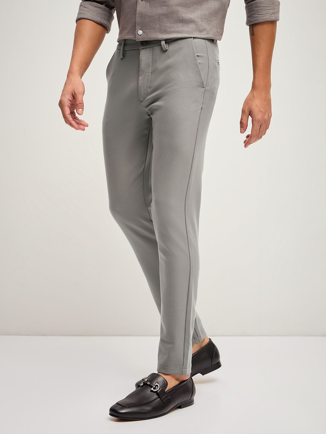 THE BEAR HOUSE Men Solid 4 Way Stretch Formal Trouser