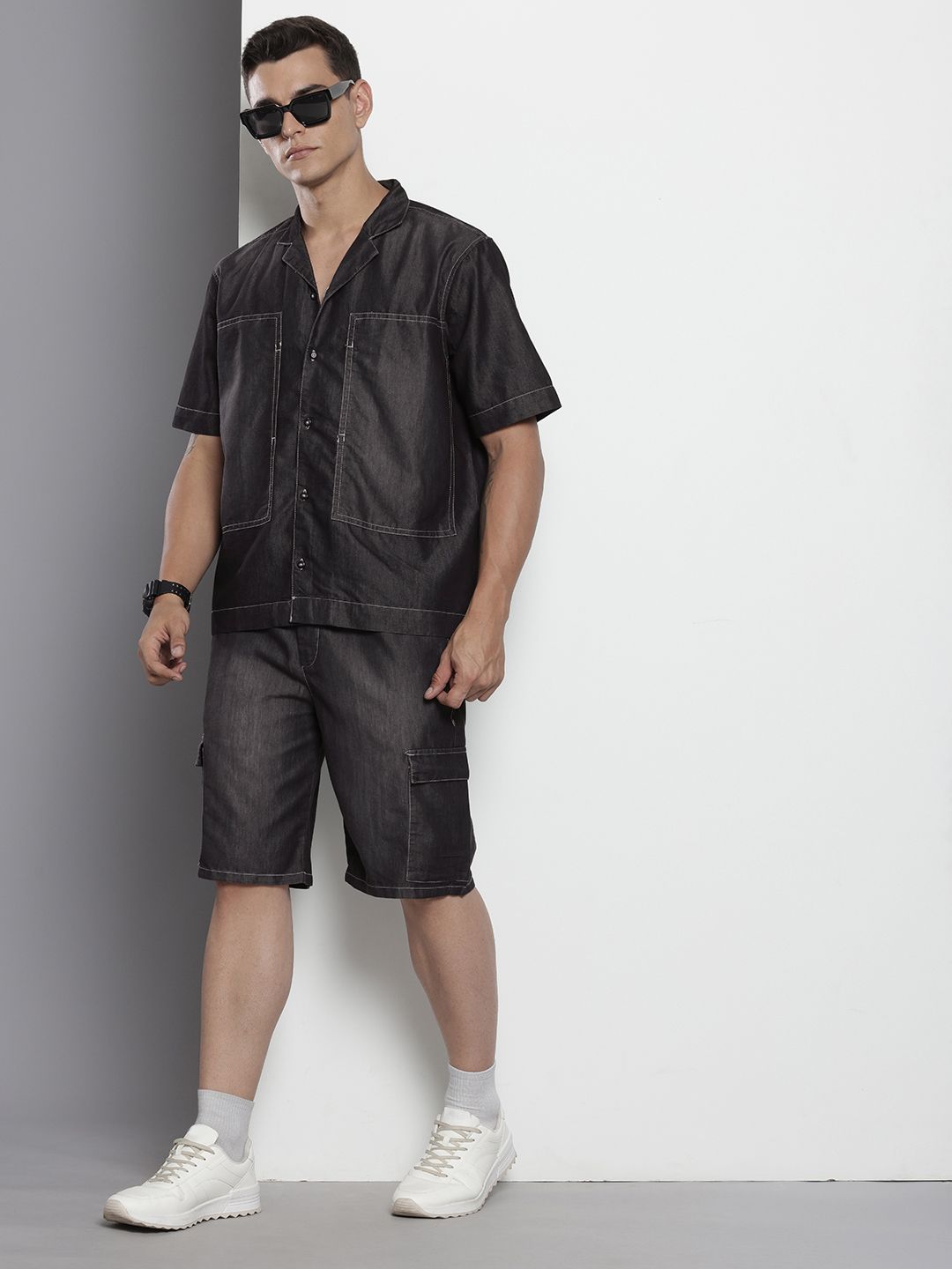 The Indian Garage Co Faded Boxy Fit Denim Utility Casual Co-Ords