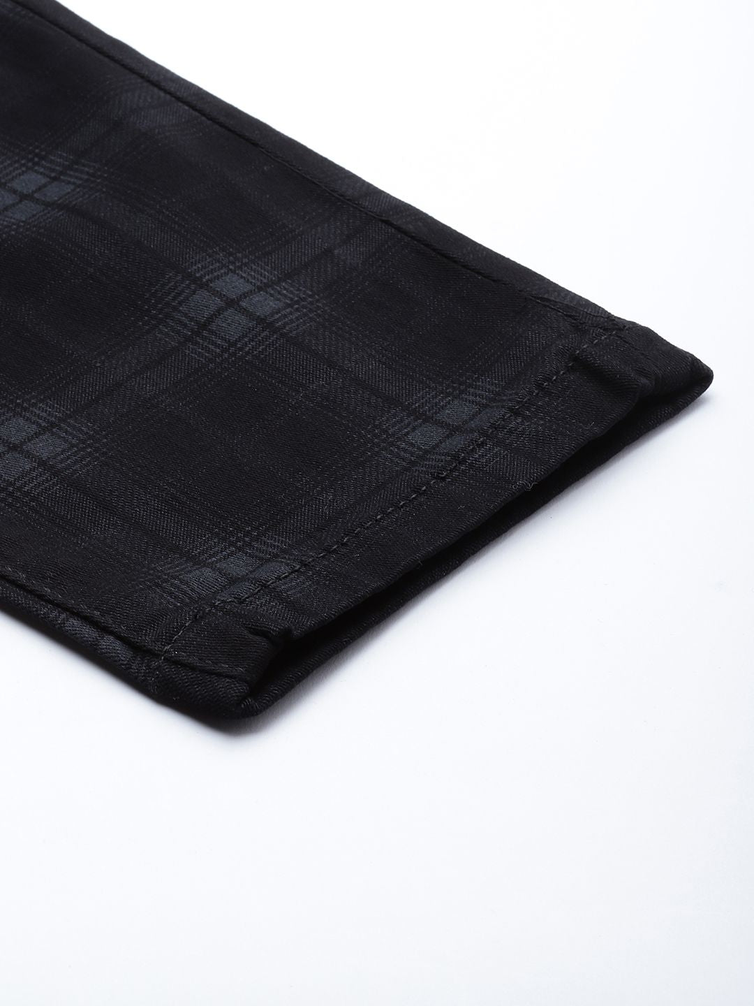 The Indian Garage Co Men Black Checked Slim Fit Trousers