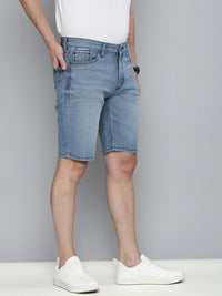 The Indian Garage Co Men Blue Washed Slim Fit Denim Shorts
