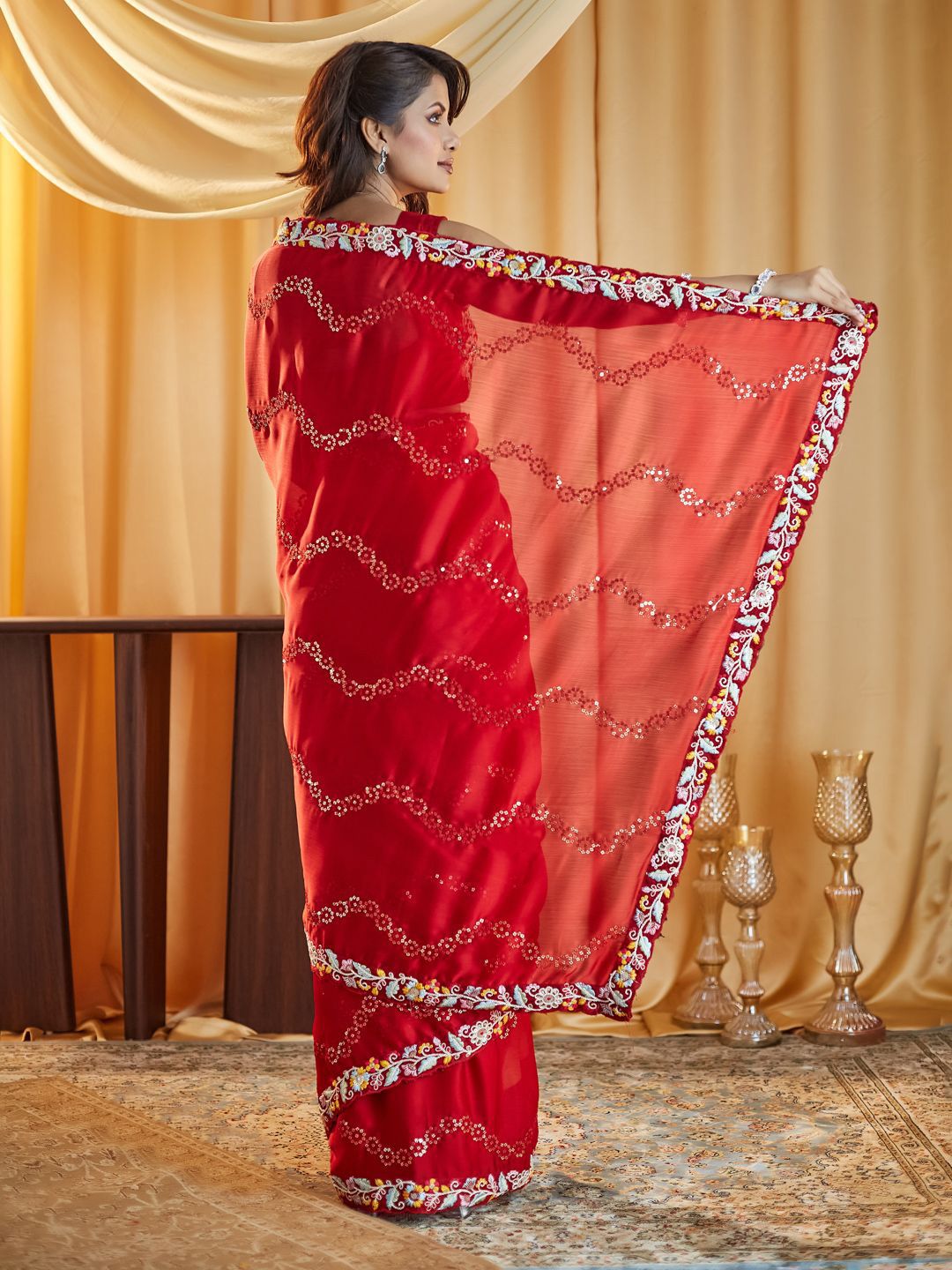 kasee Ethnic Motifs Kutchi Embroidery Pure Silk Saree