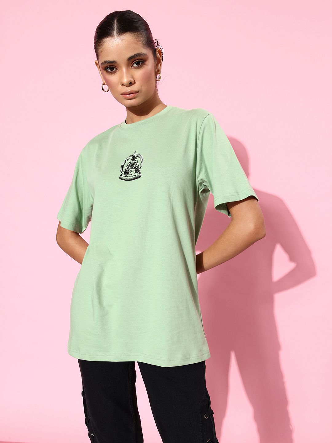 Difference of Opinion Women Printed Pure Cotton T-shirt