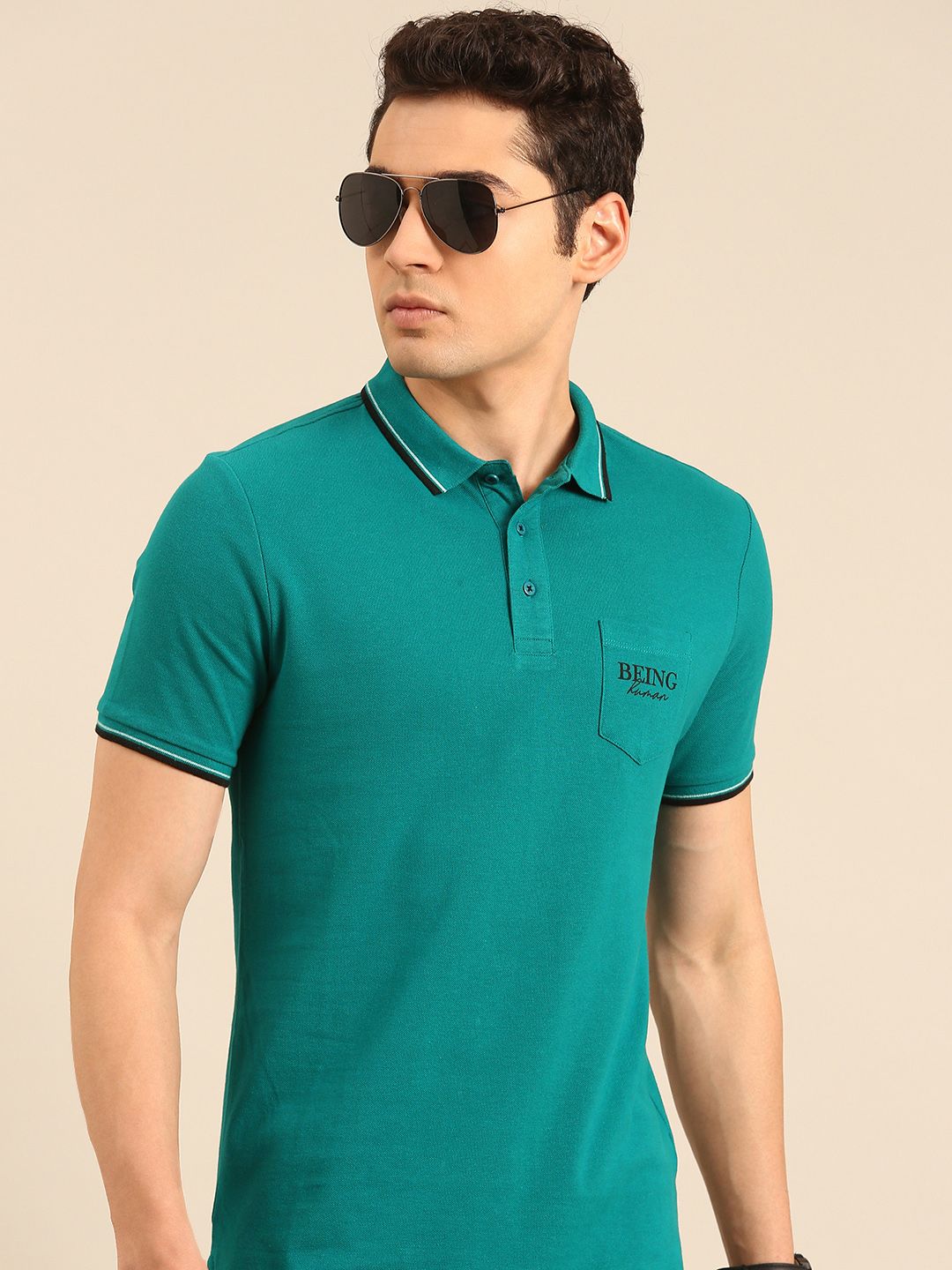 Being Human Polo Collar Pure Cotton T-shirt with Pocket