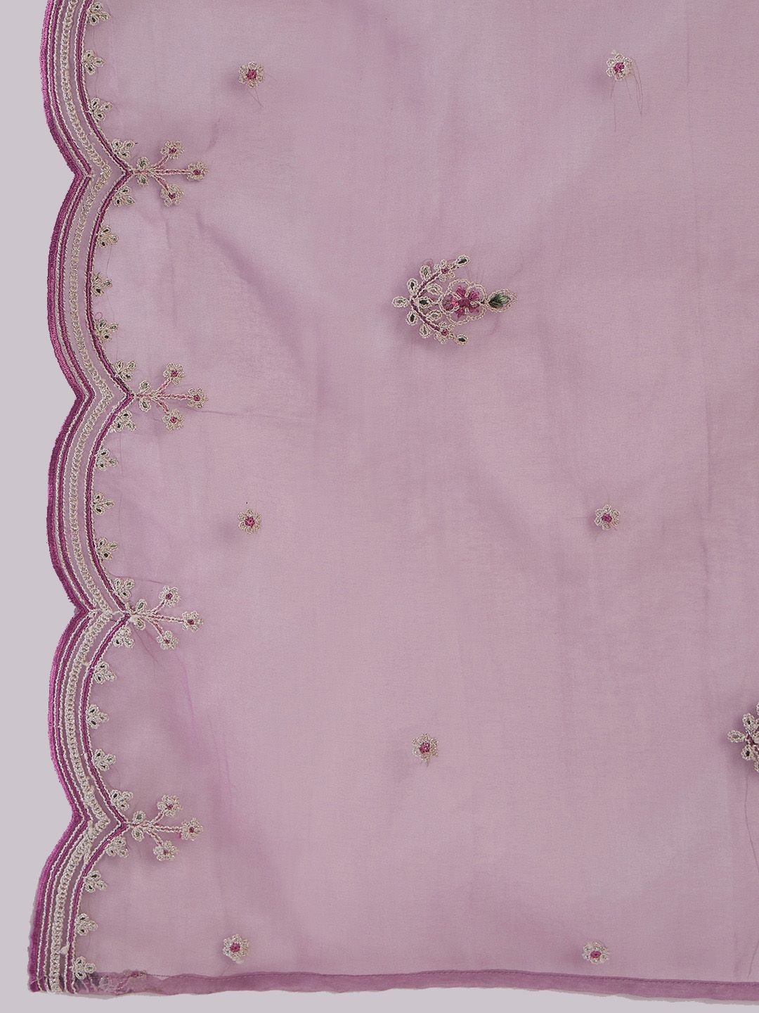 Indo Era Floral Embroidered Round Neck Thread Work Kurta with Trousers & Dupatta