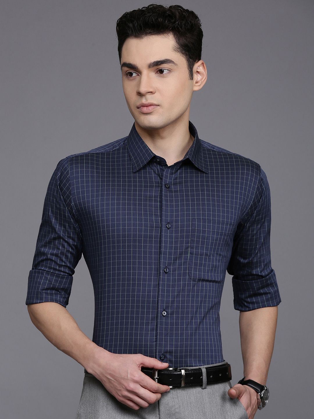 Raymond Slim Fit Checked Formal Shirt
