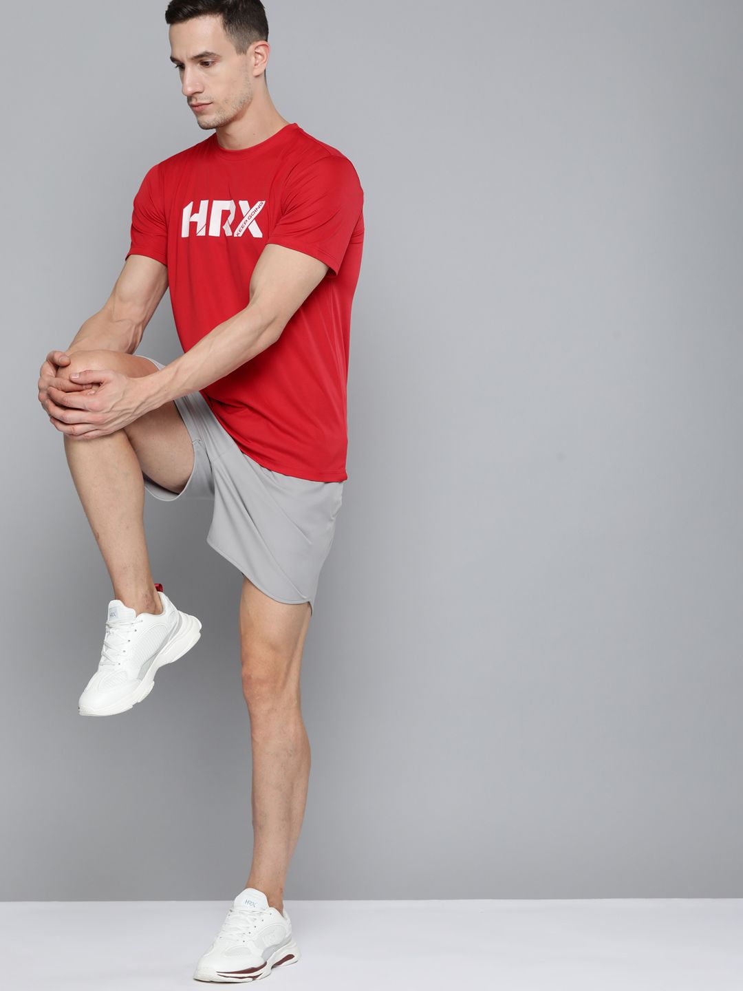HRX By Hrithik Roshan Training Men Formula Red Rapid-Dry Brand Carrier Tshirts