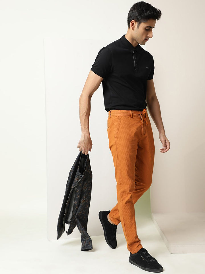 RARE RABBIT Monter Drawstring Slim Fit Pure Cotton Casual Trouser