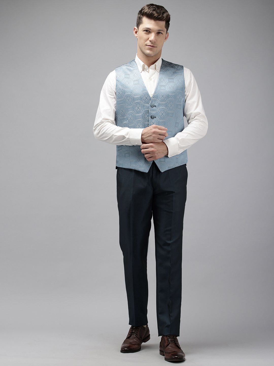 Park Avenue Slim Fit Notched Lapel Single-Breasted 3 Piece Suit