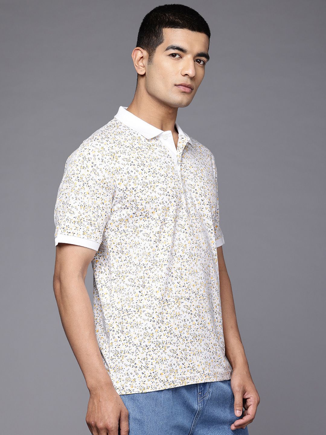 Raymond Printed Polo Collar Pure Cotton Slim Fit T-shirt