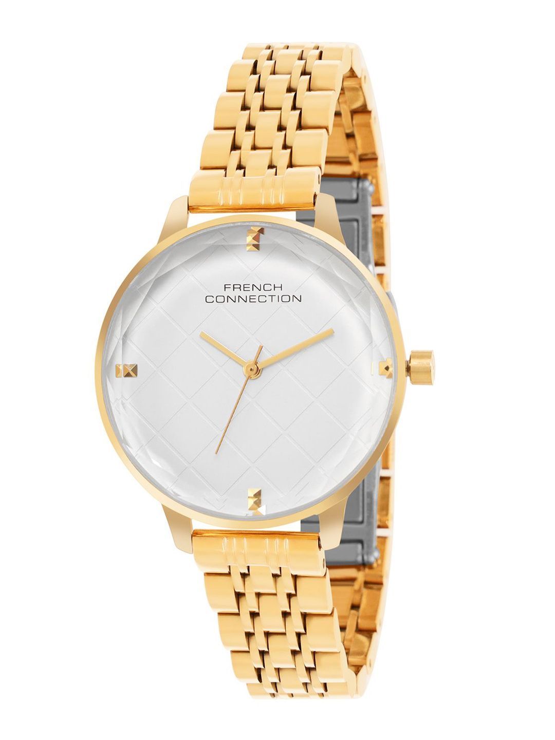 Sambungan Perancis Wanita Dail Hiasan & Gelang Gelang Keluli Tahan Karat Tali Analog Watch FCN0100GM