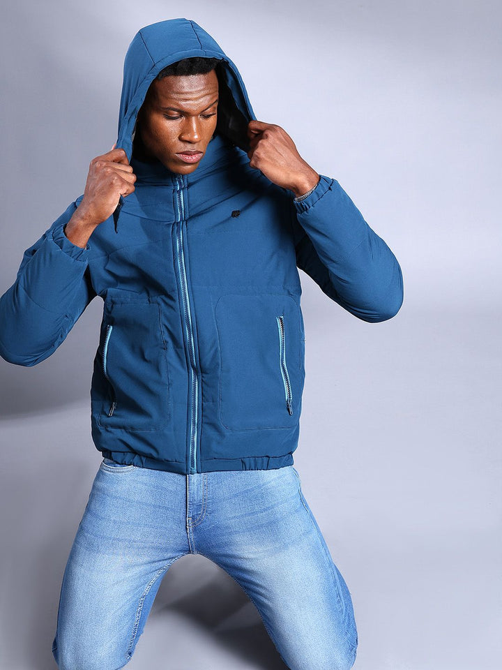 The Indian Garage Co Men Zip-Front Bomber Jacket with Detachable Hood