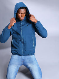 The Indian Garage Co Men Zip-Front Bomber Jacket with Detachable Hood