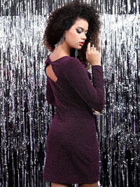 Tokyo Talkies Burgundy Embellished Bodycon Midi Dress