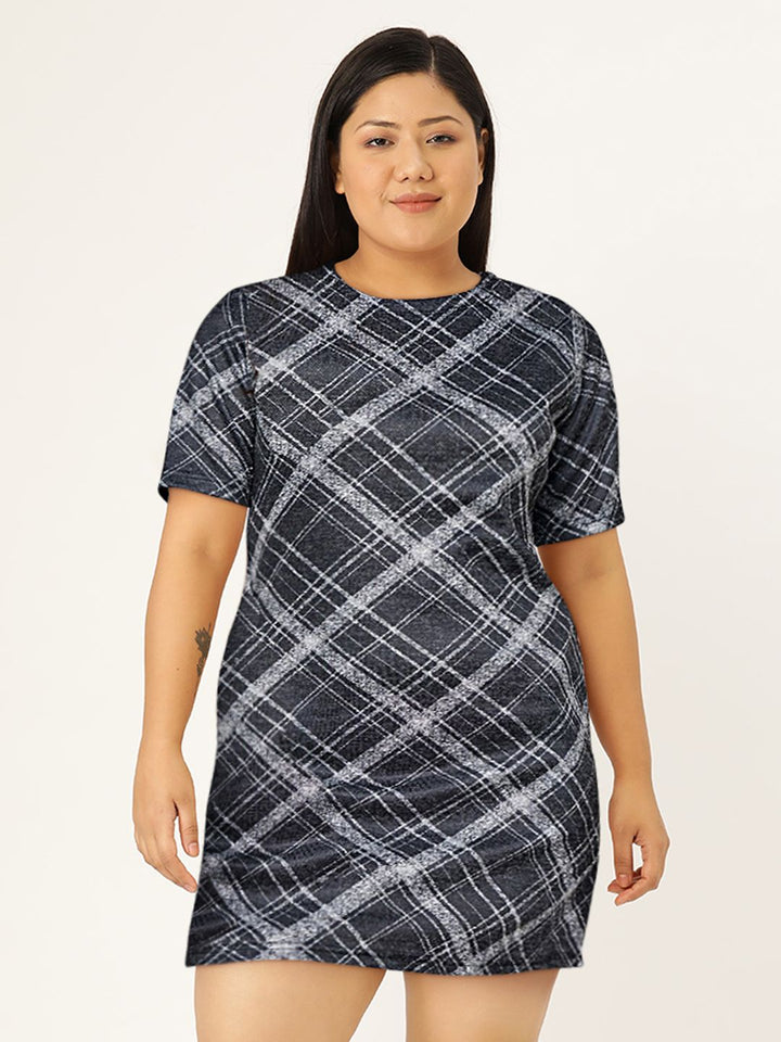 AND Women Charcoal Checked Sheath Dress