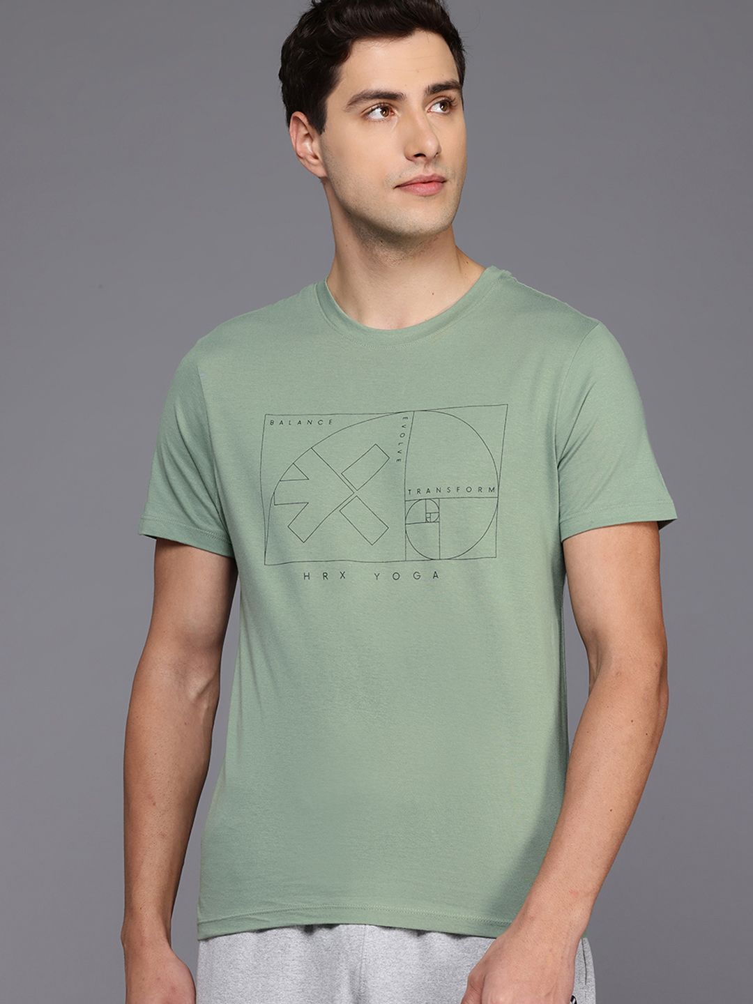HRX by Hrithik Roshan Printed Pure Cotton Yoga T-shirt
