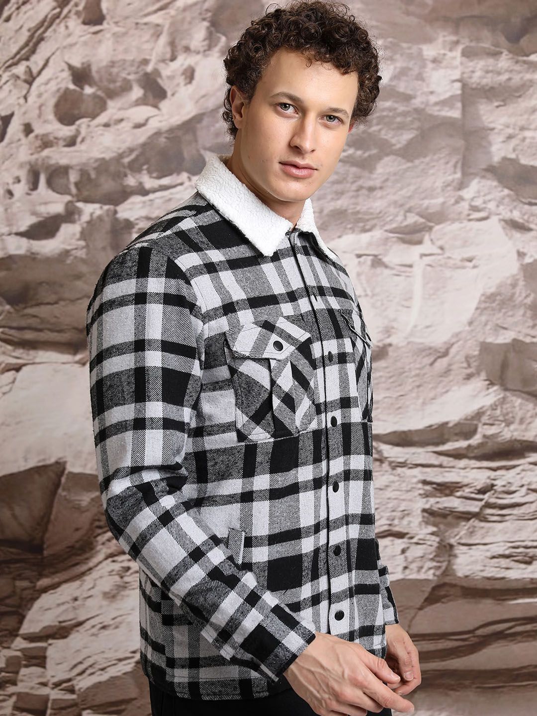 HIGHLANDER Checked Cotton Casual Shacket