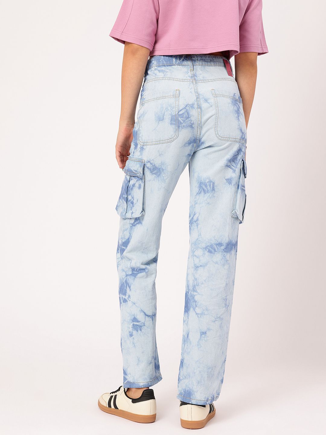 DressBerry Women Utility Unraveled Tie & Dye Cargo jeans