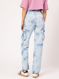 DressBerry Women Utility Unraveled Tie & Dye Cargo jeans