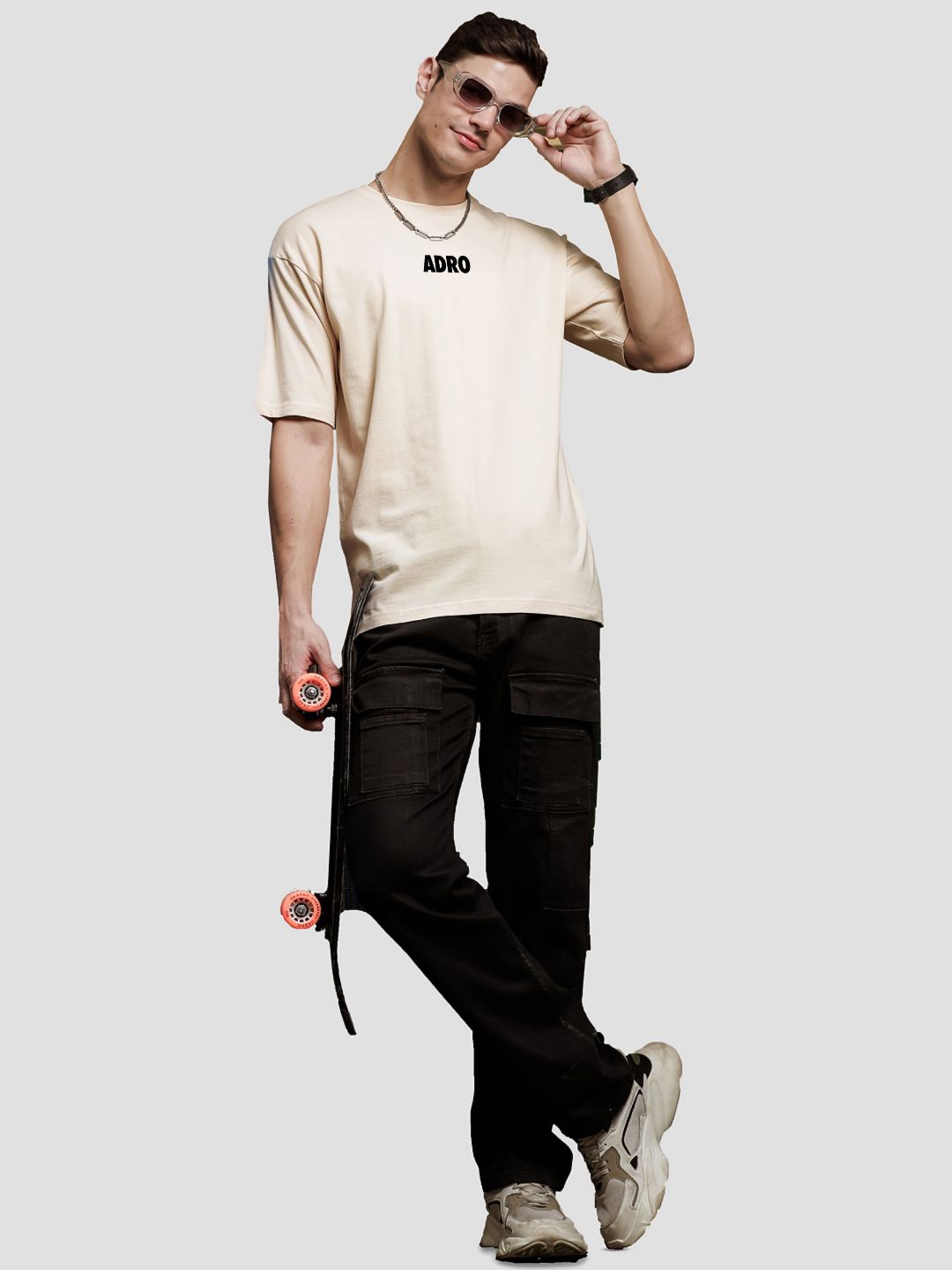 ADRO Men Typography Printed Raw Edge T-shirt