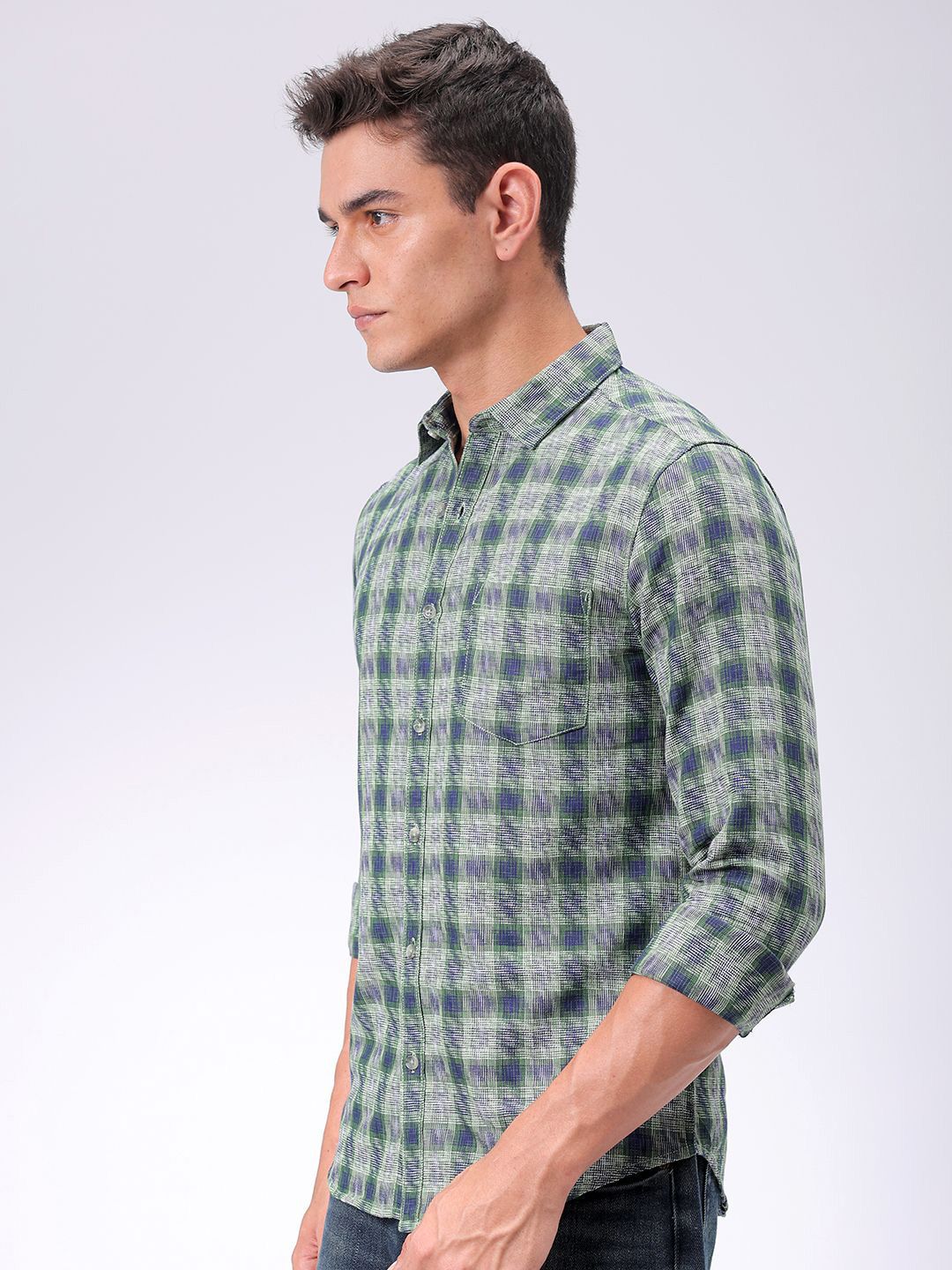 The Indian Garage Co Men Slim Fit Checked Casual Shirt
