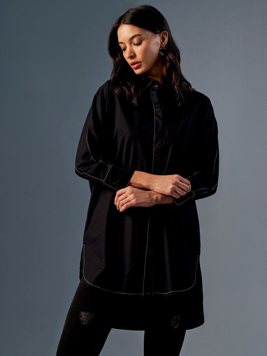 AND Shirt Collar Cotton Shirt Style Top