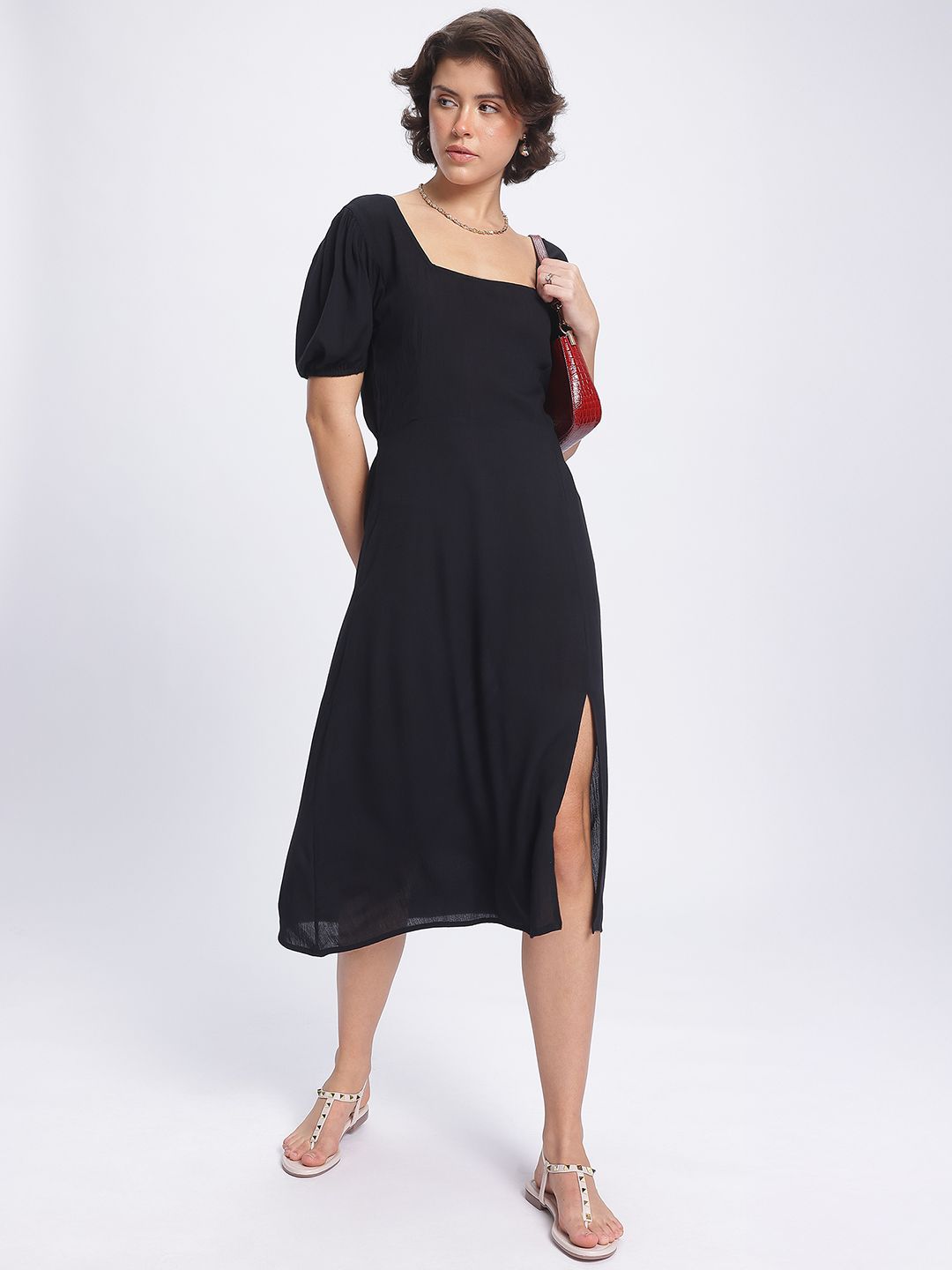 DressBerry Moonlight Muses Styles Back Side Sit A-Line Midi Dress
