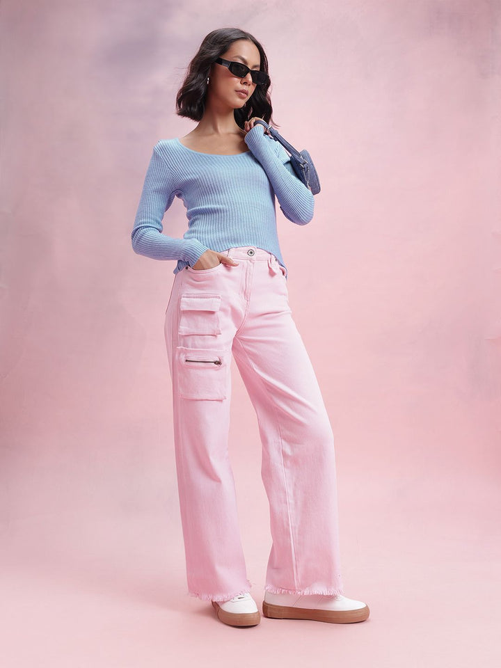 DressBerry Ribbed Scoop Neck Pullover
